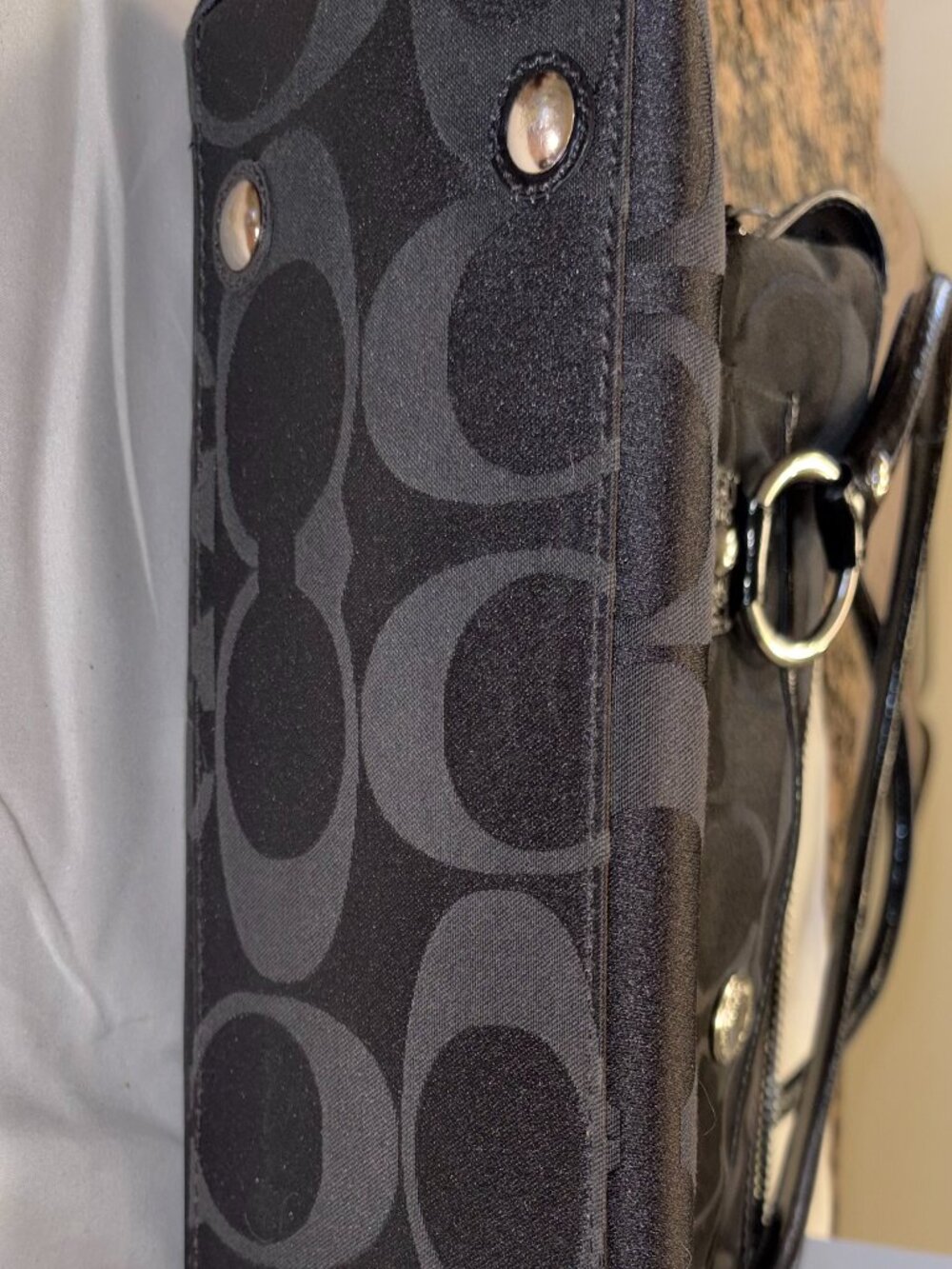 Authentic Coach Signature Black Jacquard & Leather Work Tote / Briefcase - Picture 9 of 13